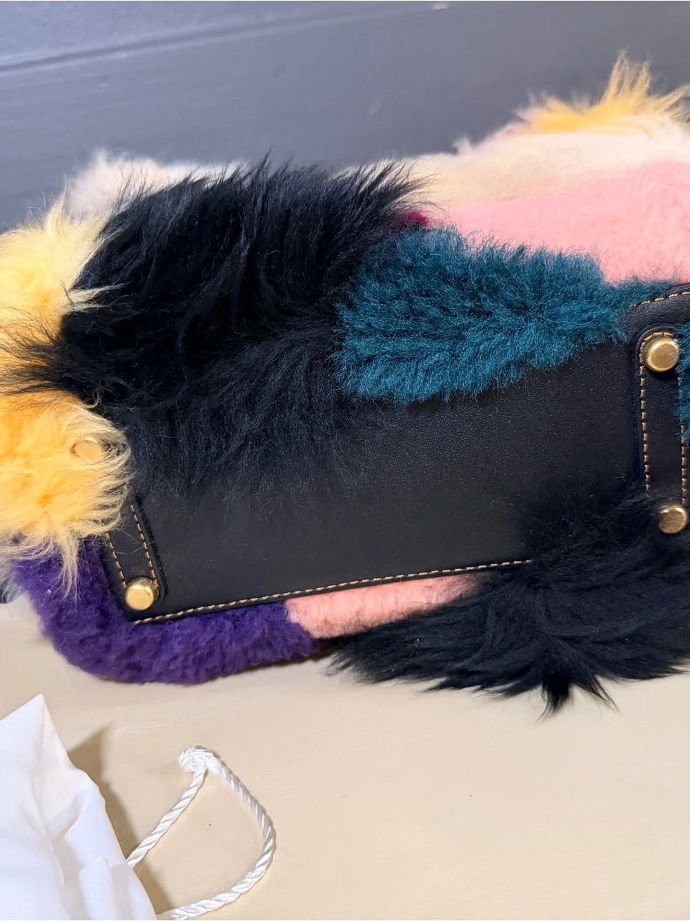 Like New Coach Rogue 20 Patchwork Shearling Bag – Multicolor | Style CN592